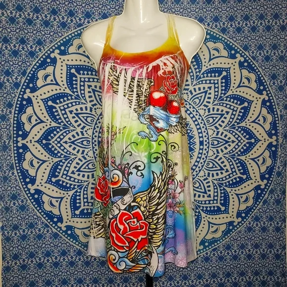 Colorful Graphic Vintage Tank Dress - Picture 1 of 8